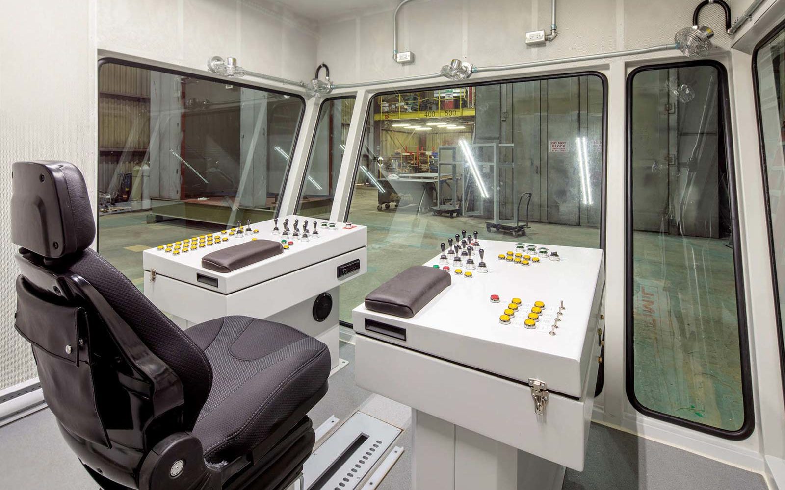 Pre-Fabricated, Op Cab, Operators Cab, Shatter Proof Glass, Operators Chair, Remote I/O, Sonic Enclosures